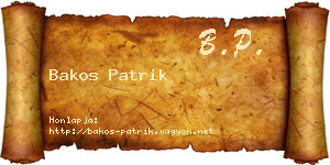 Bakos Patrik névjegykártya